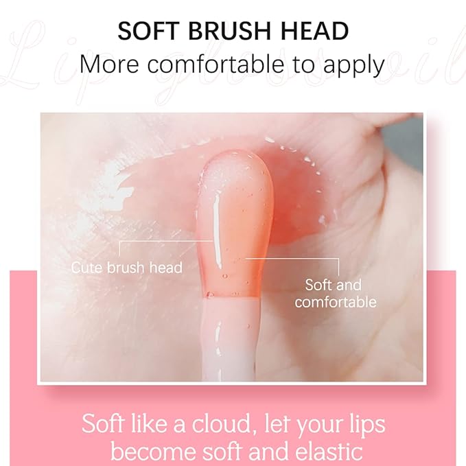 Plumping Lip Gloss, Hydrating Lip Gloss Tinted Lip Balm, Big Brush Head Glitter Shine, Long Lasting Nourishing Non-sticky Fresh Texture, Black