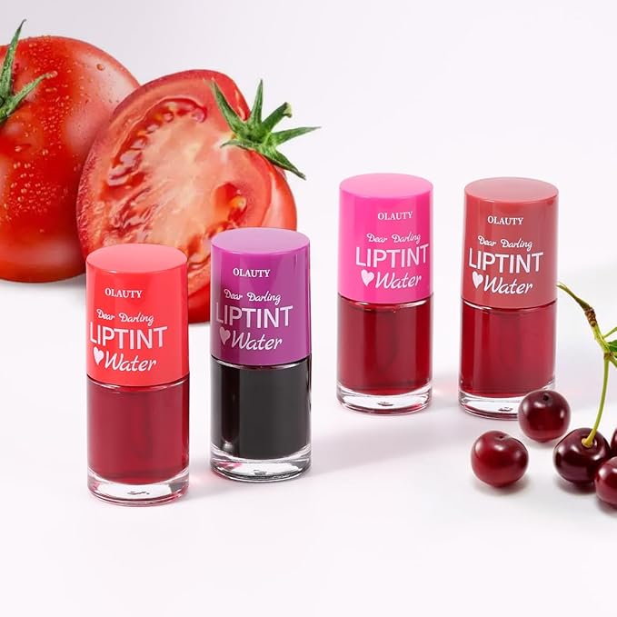 Water Lip Tint Red Grapefruit/Grape,korean Lip Tint Stain Natural Moisturizing& Non-sticky,Lip/Eye/Cheek 3 in 1 Lip Gloss,Smudge-proof & Lightweight,Vivid Color