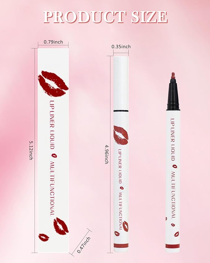 Lip Liner Stain Pen-Pink Matte Waterproof Liquid Lipstick & Lip Liner Pencil, Long Lasting Smudge-Proof Non-Stick Cup Lip Tint Stain, Color Stay All Day, Lipstain Makeup Gift For Women-02#Pink