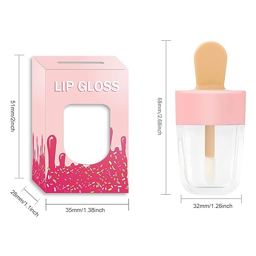 15 Pack Icecream Lip Gloss Tube Boxes Packaging, Pink Lip Gloss Boxes for 2.68x1.62 Inch Ice Cream Shaped Empty Lipgloss Tubes, Pink Ice Cream Lip Gloss Tube Bottle Packaging(Not include