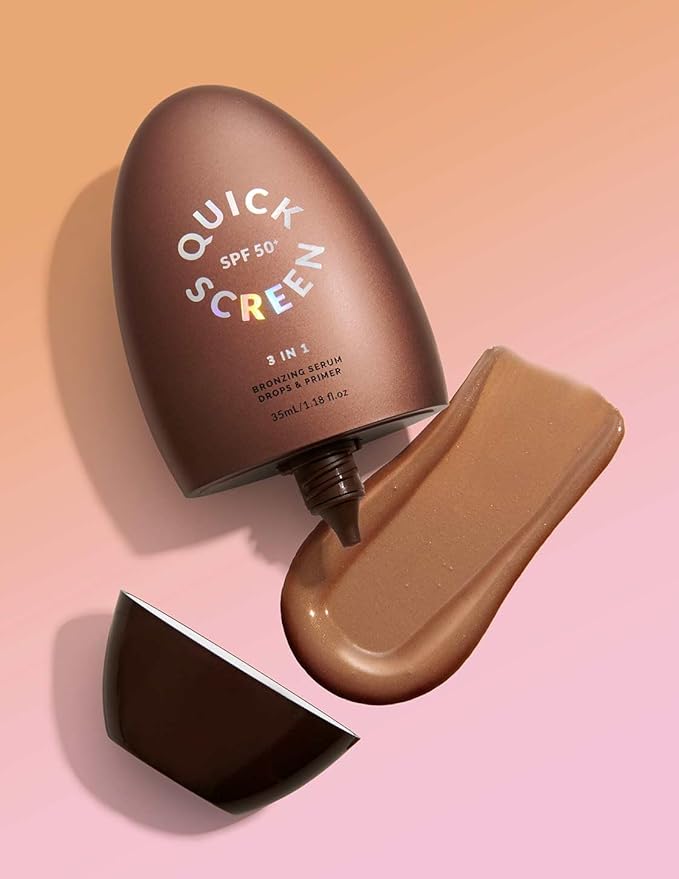 THE QUICK FLICK Bronzing Drops for Face with SPF 50+ Protection – 3-in-1 Liquid Bronzer, Hydrating Serum & Primer for Glowing, Sun-Kissed Skin – Lightweight, Vegan & Cruelty Free (1 Fl Oz.)