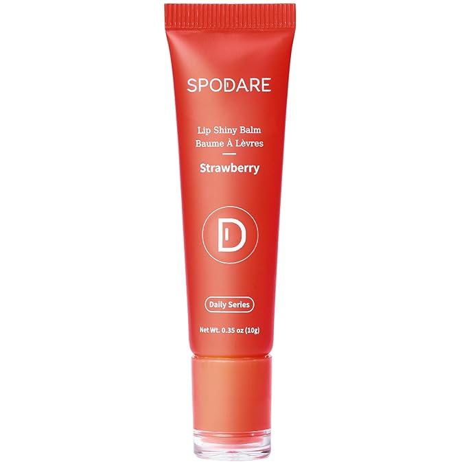 Lip Oil Balm Strawberry: Hydrate and Nourish with Natural Strawberry Extracts& Hyaluronic Acid Complex, Softening, Gloss Finish, Christmas - Light Weight with Shea Butter