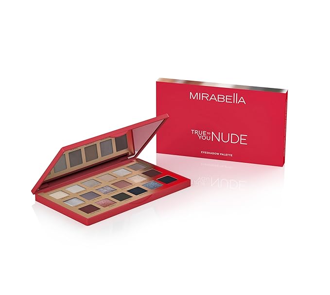 Mirabella True to You Neutral Eye Makeup Palette - 18 Colors of Talc Free Eyeshadow Primer Included & Highly Pigmented Eyeshadow Palette Kit w/Matte & Shimmer Shades - Nude