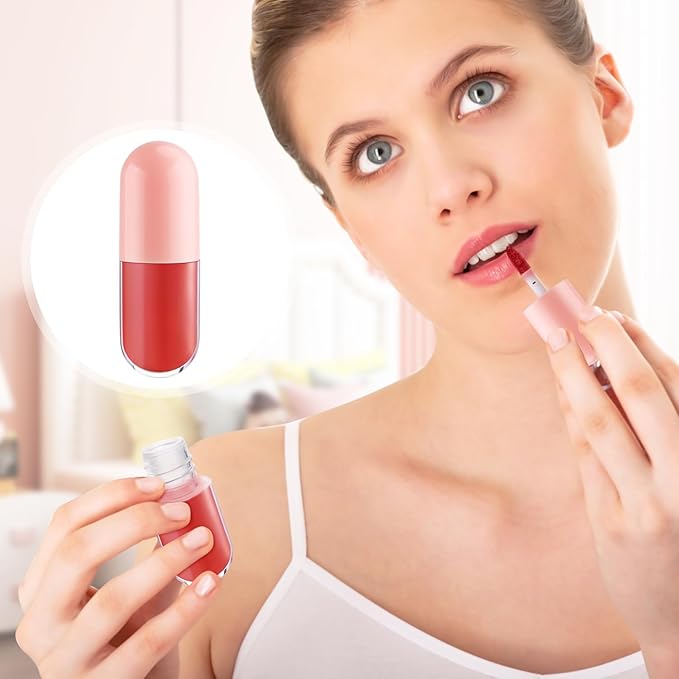 20pcs 5ml Mini Clear Plastic Lip Gloss Tubes Empty Capsule Shaped Lip Balm Bottle Travel Size Lipstick Tubes,DIY Lip Gloss Container Vials with Wand Brush,2Colors