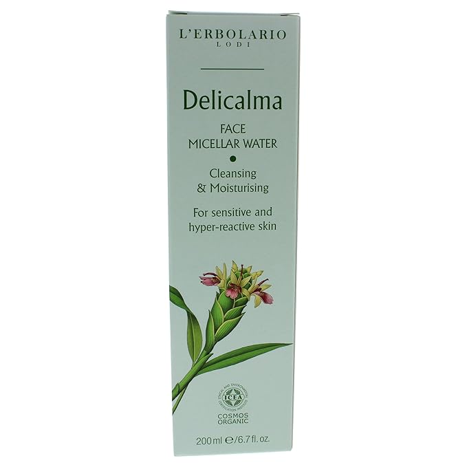 L'Erbolario Delicalma Face Micellar Water - Removes Traces Of Impurities And Make-Up - Moisturizes Sensitive Skin And Soothes Irritation - With Protective And Softening Properties - 6.7 Oz Cleanser