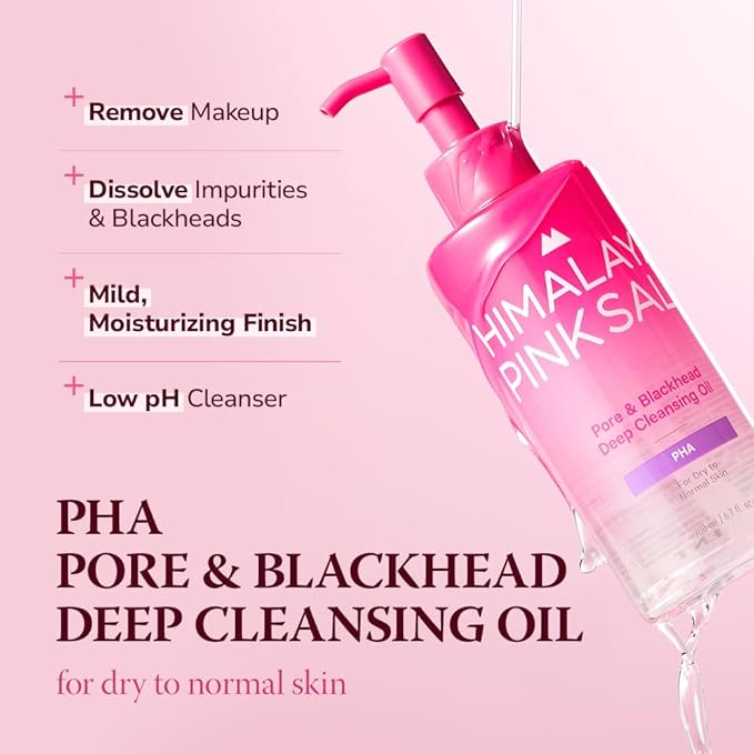 Pore & Blackhead Deep Cleansing Oil PHA, 6.7 fl oz 2 Pack - Gentle Hydrating Oil Cleanser for Dry, Sensitive Skin, Low pH Makeup Blackhead Remover