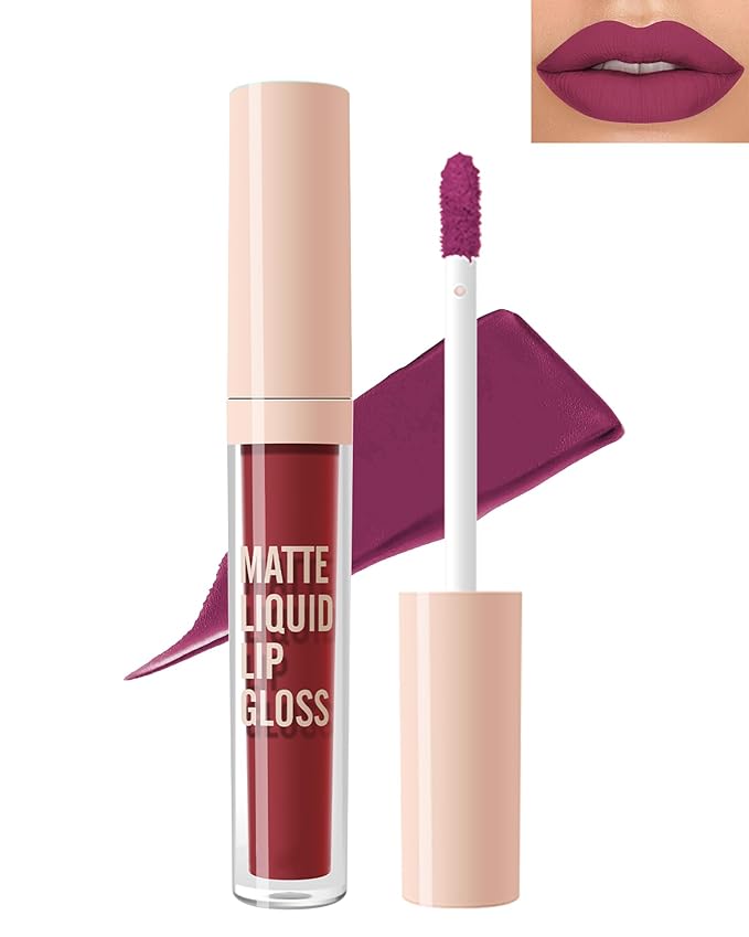 Matte Liquid Lipstick, Nude Red Velvet Lipstick Moisture Smooth Lip Stain Tint, 24H Stay Matte Lipstick, Non-Stick Cup Not Fade Long Wear Waterproof Lip Gloss Lipstick Gift for Women Girls-06#
