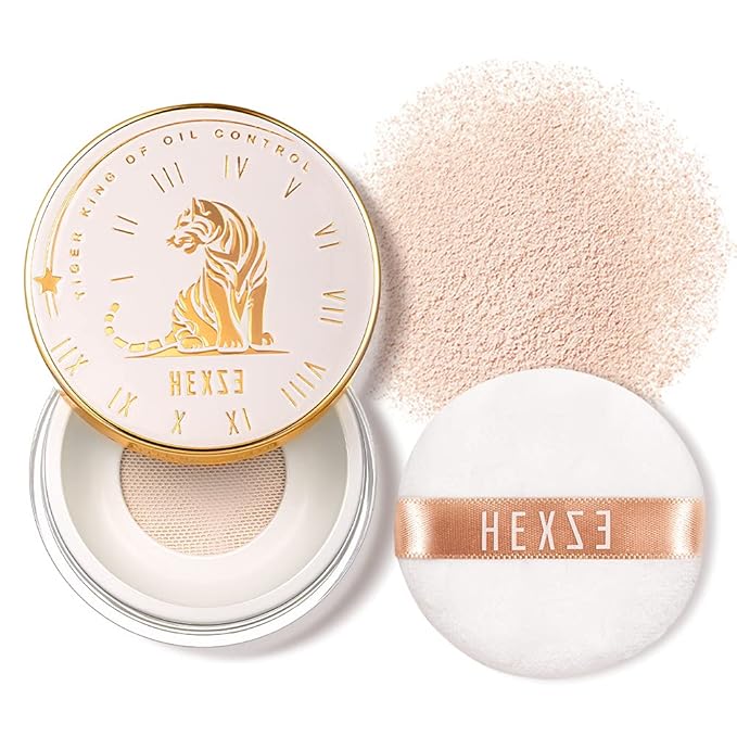 HEXZE Loose Face Powder Mineral, Mattifying Setting Powder, Blurring Pores, Baking Controls Shine, Lightweight Long Lasting 0.24 Oz, T30 Pink