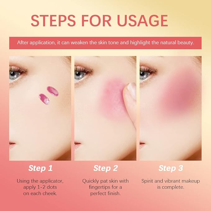 Liquid Blush For Cheeks, Soft Velvet Cream Blush Face Blush Makeup, Pink Blush Red Blush Skin Tint, Natural-Looking Matte Finish Makeup Blush Stick, Waterproof&Long Lasting Dewy Cheek Tint, Moisturizing&Lightweight Blendable Feel Blush Makeup (1#)