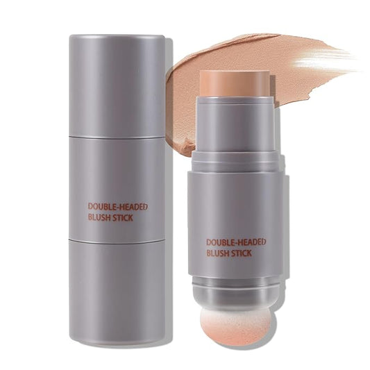 Boobeen Cream Blush Stick, Double-Head Lightweight Long-Lasting Color Natural Makeup Stick, Multi Face for Cheek, Lip and Eye, Dewy Finish for All Skin Tones
