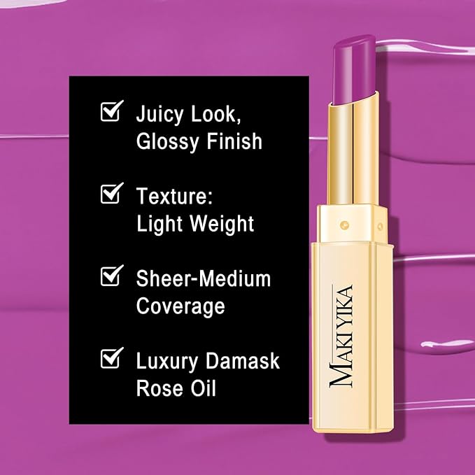 3Pc Moisture Lipsticks for Women Nude Pink Purple Lipstick Hydrate Tinted Lip Balm for Dry Cracked Lips Glossy Lip Color, MA55/62/65