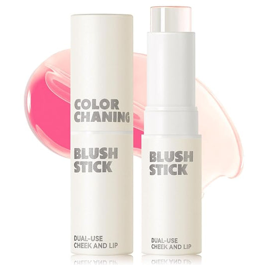 Color Changing Blush Stick for Cheeks Makeup, Clear Blush PH Temperature Changing Pink Cream Blusher, Magic Waterproof Face Blush Stick, Natural Lightweight Multi-Use Lips and Cheek Tint