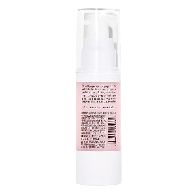 e.l.f, Poreless Face Primer - Large, Silky, Skin-Perfecting, Lightweight, Long Lasting, Absorbs Quickly, Smooths, Preps, Creates Flawless Base, Infused with Tea Tree and Vitamins A & E, 1.01 Fl Oz