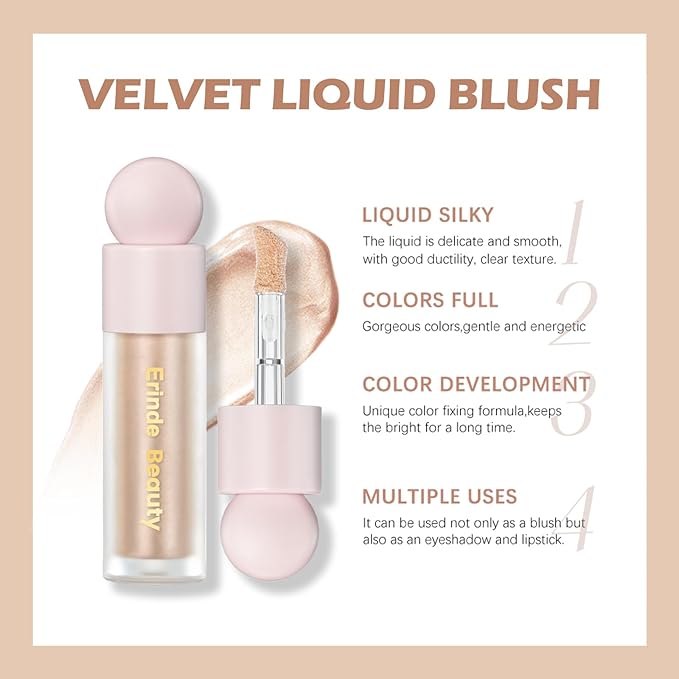 Erinde Liquid Highlighter - Face Highlighter Bronzer Makeup Stick, Natural Glossy Finish, Lightweight Blendable Cream Face Illuminator, Cruelty-free, 02# STARLIGHT