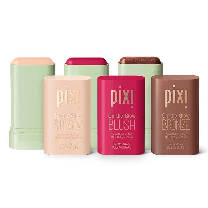 Pixi Beauty SunKissed Sheen On-the-Glow Trio, Blush, Bronze, and Highlighter Routine