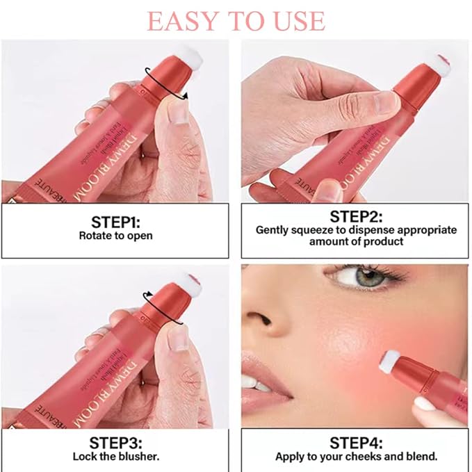 Cream Blush Wand, Milk Liquid Blush Contour Wand with Cushion Applicator, Smooth Natural Makeup Stick for Cheek, Lip, Eye - Lightweight, Easily Blendable - 101 Ravishing, Nude Pink