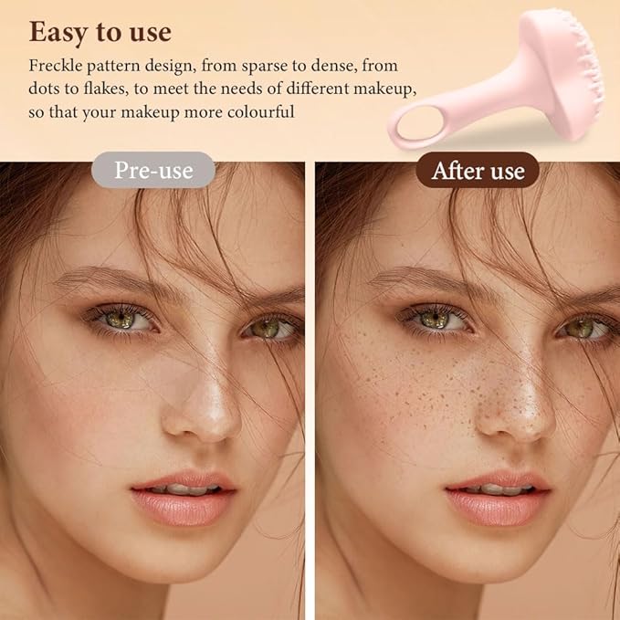 Silicone Freckle Stamp, Portable Fake Freckle Stamp, Faux Freckles Waterproof, Updated Freckles Applicator, Freckle Stamp for Natural Freckles Makeup Tool(Pink)