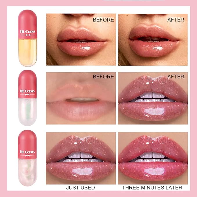 3 Color Pearlescent Lip Oil Hydrating Tinted Plump Lip Gloss Transparent Toot Lip Oil, Glass Lip Glow Oil Fresh Texture & Non-sticky, Nourishing Repairing Lightening Lip Lines Lip Care- 02