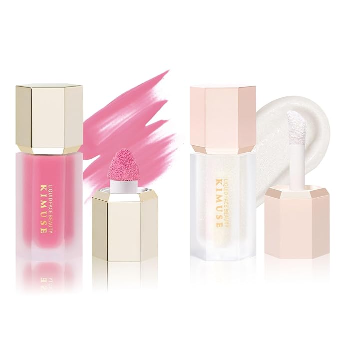KIMUSE Liquid Blush & Weightless, Long-Wearing, Smudge Proof, Natural-Looking, Dewy Finish Glow Liquid Filter