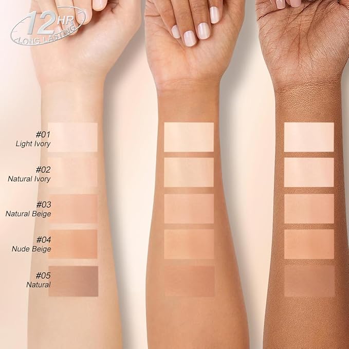 SACE LADY Ultra Cover Powder Foundation Makeup, Lasting Waterproof Full Coverage Foundation Cream With Mirror for Face Make Up 0.30Oz (Natural Beige, 0.30Oz)