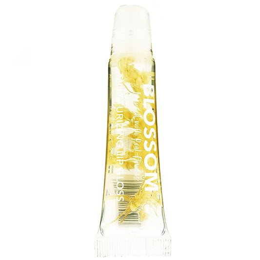 Blossom Lip Gloss Tubes, Marshmallow Scented Thick Clear High Shine Moisturizing Flower Lip Gel with Nourishing Jojoba Seed Oil, Infused with Real Flowers, 0.3oz, Marshmallow