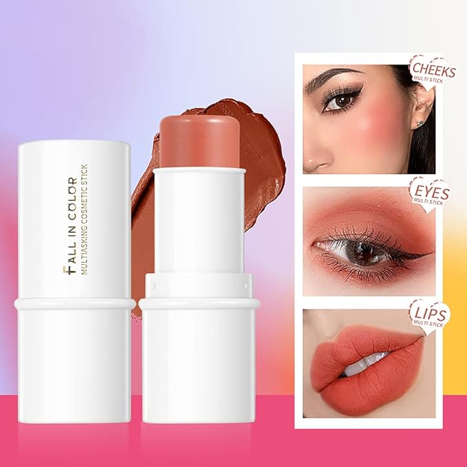 Blush Stick, Matte Cream Blush Stick for Cheeks, Eyes and Lips Natural Makeup Waterproof Long Lasting(06 Coral)