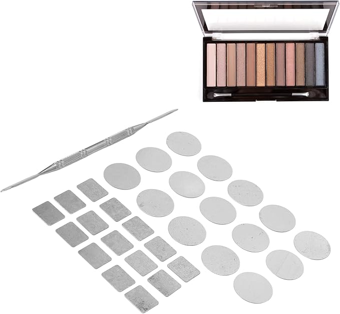 31pcs Metal Stickers for Eyeshadow Palette Set, Empty Eyeshadow Makeup Palette, Metal Stickers Colorful Empty Palette Sticker for Eyeshadow Palette Set (15Pcs Round + 15Pcs), Wholesale Business