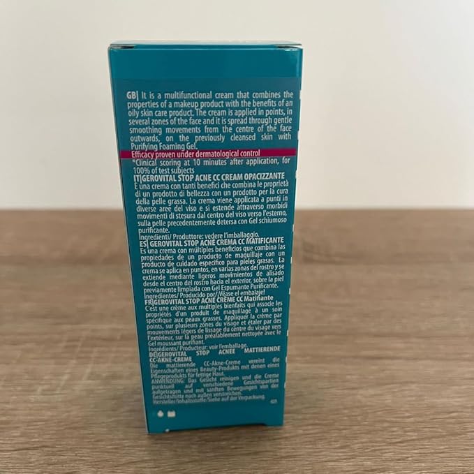 GEROVITAL STOP ACNE Mattifying CC Cream for Acne Prone Skin, Covers Imperfections, Evens Out the Face Color, Medium Shade Adaptable to Skin Tone, 30 ml