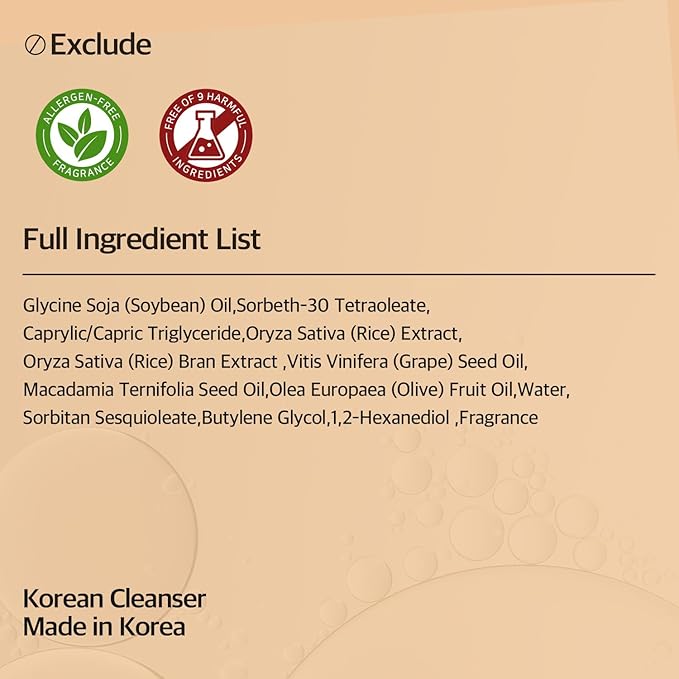 FABYOU Rice Pore Control Cleansing Oil 6.76 fl oz – Korean Skin Care for Deep Pore Cleansing, Moisturizing & Nourishing, Hypoallergenic, Plant-Based Oils, for Clear and Smooth Skin