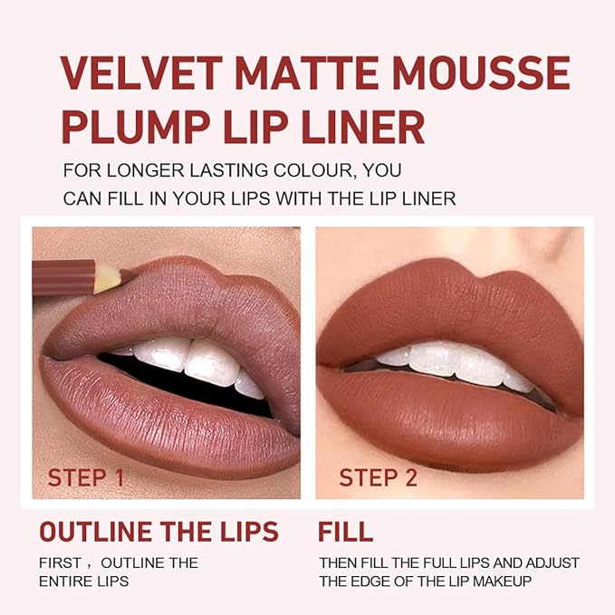 12Pcs Matte Lip Liner Set,Creamy Velvet Lipstick,One Step Lips Makeup Kit,Waterproof Long Lasting Smooth High Pigmented Lip Pencil for Daily