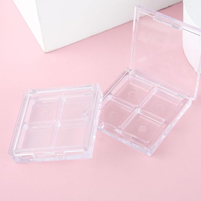 2Pcs Empty Eye Shadow Box Transparent Square Eye Shadow Box Empty Eyeshadow Eyeshadow Pans Containers for Eyeshadow Powder Blusher