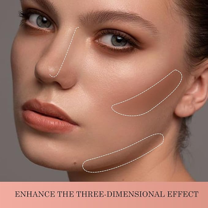 Boobeen 2 Packs Matte Finishing Pressed Powder Contour Palette, Waterproof and Oil-Control Face Contour Bronzer Powder, Non-Caking Natural and Long-Lasting Baked Setting Bronzer Makeup, 5 Colours