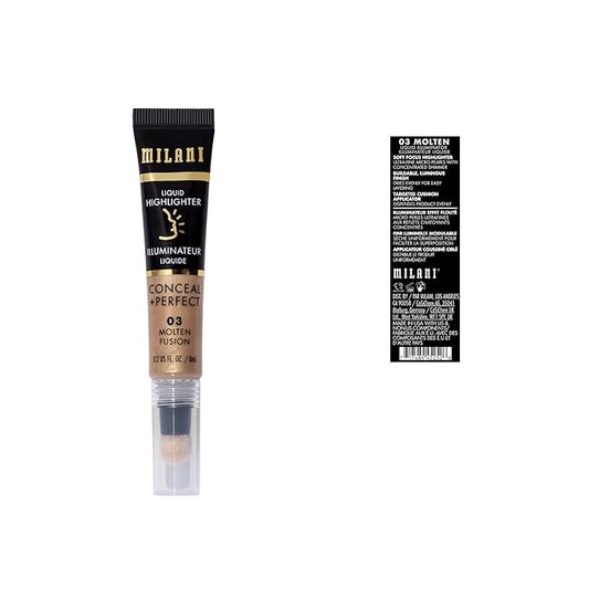 Milani Conceal + Perfect Liquid Highlighter for Added Glow, Face Lift Collection - Molten