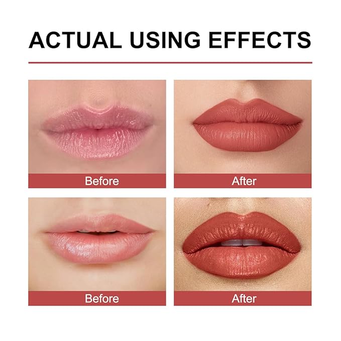 3Pcs Matte Lip Stain Peel Off Lip Liner Tattoo Set,Waterproof,Smudge-Proof,Peel Off Lip Stain Tattoo, Long-Lasting Lip Gloss,Matte Nude Liquid Lipstick Lip Tint