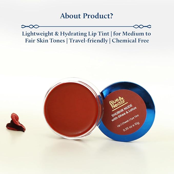 Blue Nectar Lip Tint Stain for Sheer Nude Tinted Lips | Hydrating Lip Tint, Color Infused, with Shea Butter for Natural Looking Finish (035Oz)