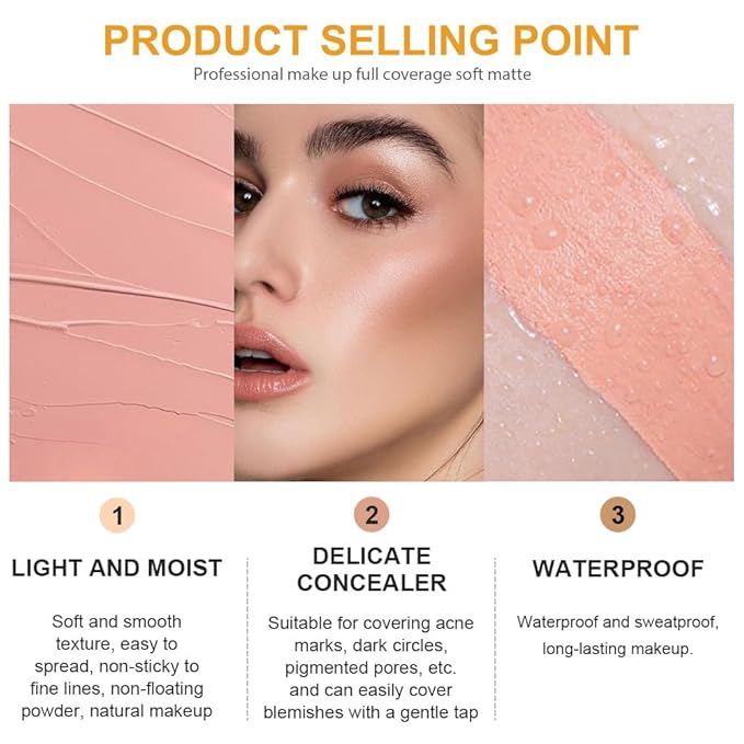 Kaely 2Pcs Pot Concealer Full Coverage Set, Under Eye Brightener Color Correcting Concealer for Dark Circles, Waterproof Foundation Face Makeup Brush Kit, Eye Ring Corrector de ojeras, 05+06