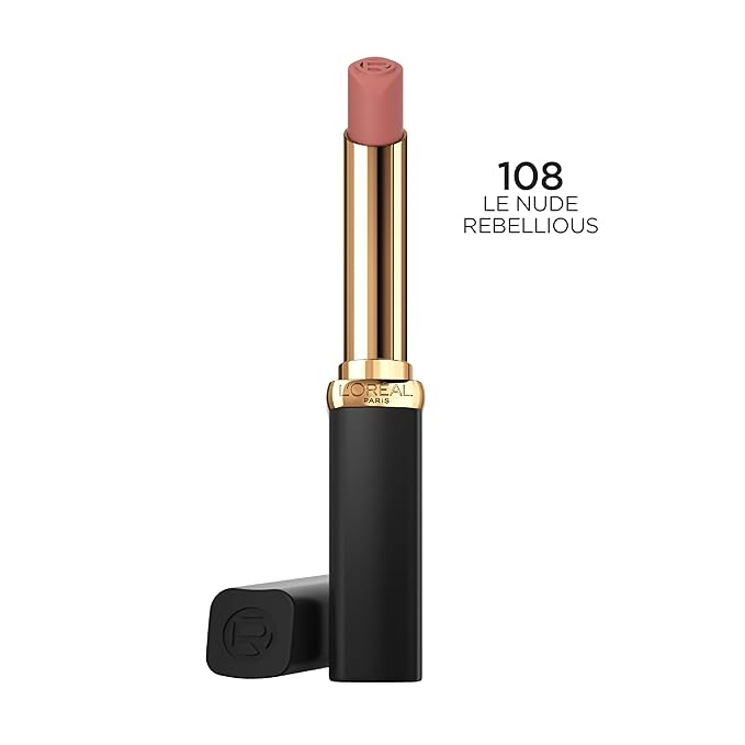 L'Oreal Paris Colour Riche Intense Volume Matte Lipstick, Lip Makeup Infused with Hyaluronic Acid for up to 16HR Wear, Le Nude Rebellious, 0.06 Oz