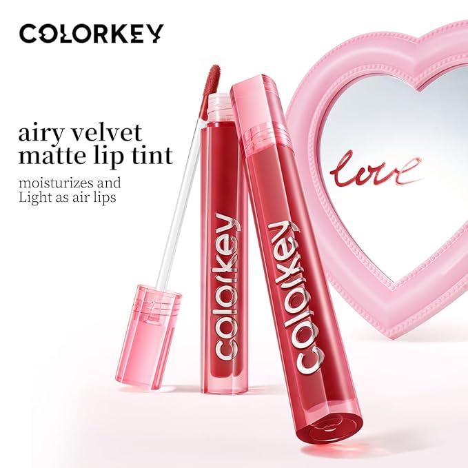 COLORKEY Airy Velvet Lip Tint, Matte Finishs, Longwear Rich Lip Colors, non-sticky, Creamy Soft Texture, Waterproof Lip Stain, Matte hydration, non-drying. Velvety finish (B605 Cinnamon Peach, 3g)
