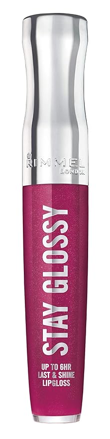 Rimmel Stay Glossy Lip Gloss - Non-Sticky and Lightweight Formula for Lip Color and Shine - 400 Berry Bad, .18oz (Pack of 4)