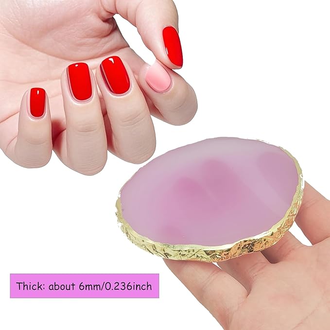 2pcs Resin Nail Art Palette, Gel Nail Polish Mixing Palettes Makeup Color Pallet Nail Display Board for Makeup Nail Art (Purple, M 2pcs)