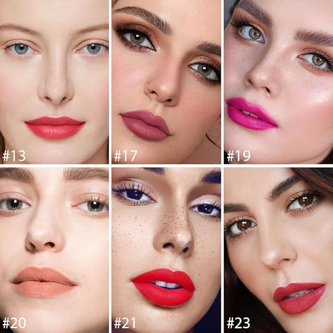 12 Capsule Pills Lipstick Mini Lip Stick Packs Matte Lip Stick Bundles For Women,Dark Sexy Red Brown Nude Mini Matte Lipstick Makeup Lip Liner labiales mate 24 horas originales (Set02, 12pcs set)