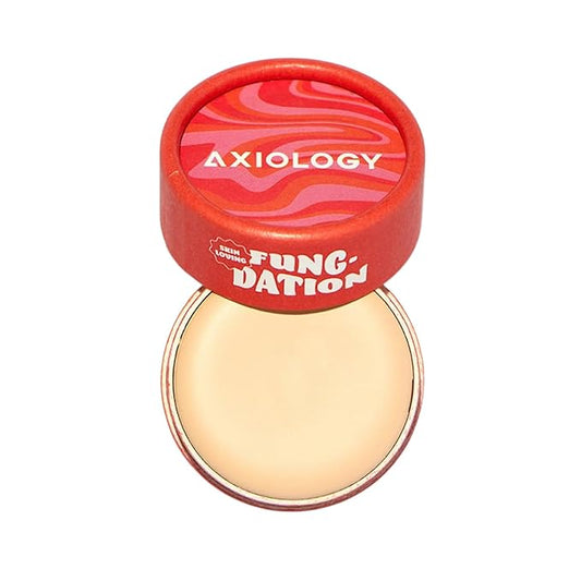 Axiology Fungdation Mushroom Foundation Face Makeup Creamy Wrinkle Defying Minimize Fine Lines Infused with Reishi Deep Hydration Natural Youthful Look Light to Medium Coverage 11.3g (Shade 1)