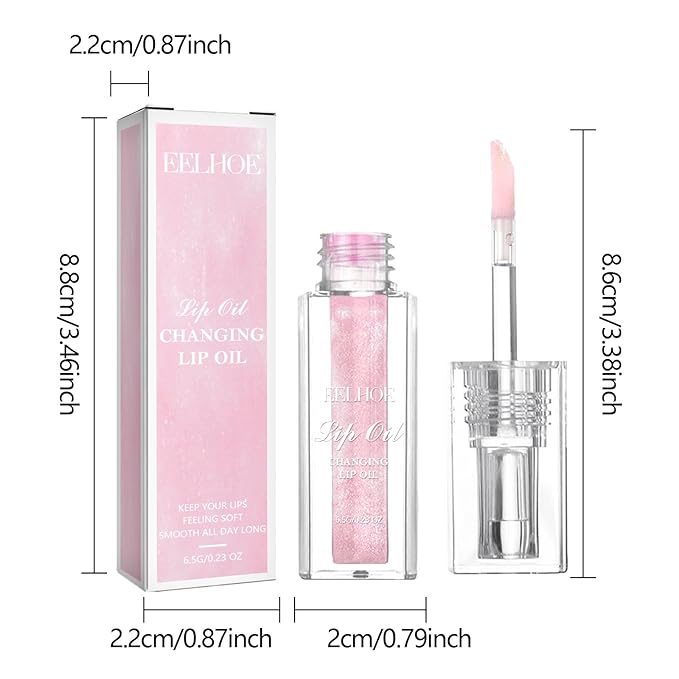 YUANLI Color Changing Lip Oil, Magic Hydrating Glimmer Lip Gloss Balm, Transparent Plumping Lip Oil Tinted for Long Lasting Moisturizing Non-sticky Fresh Texture Lip Oil - 1pcs