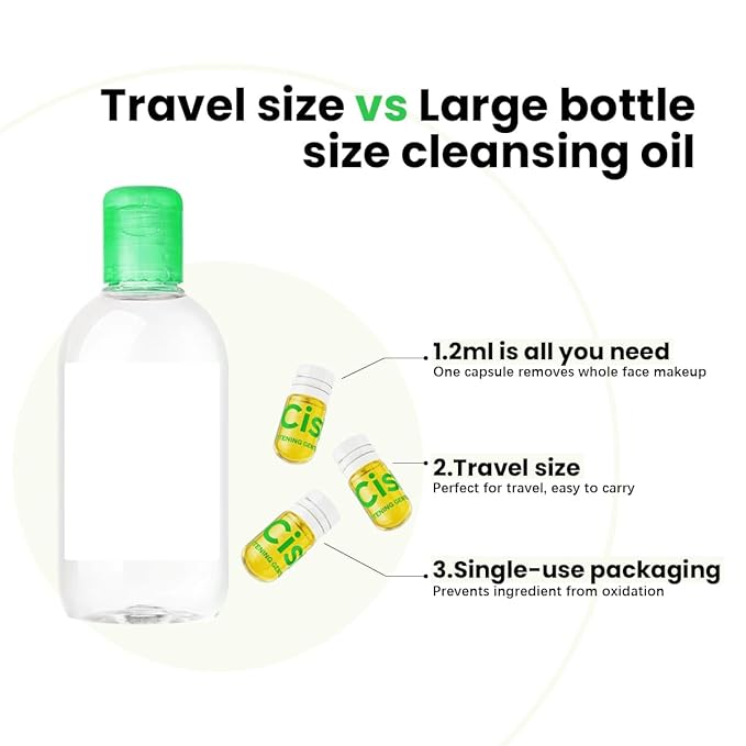 Cistto Natural Cleansing Oil – Waterproof Makeup Remover Oil, Nourishing and Gentle for Sensitive Skin and All Skin Types, Travel-Friendly, 2ml x 20 Capsules