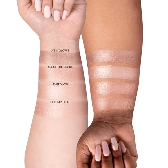 Pressed Powder Highlighter - Face Makeup | Everglow - 3 Shades in 1 Pan | Pearl Shimmer Liquid-To-Baked Powder Highlighter | Refillable Pan | Cruelty-Free Beauty Essential | 7g