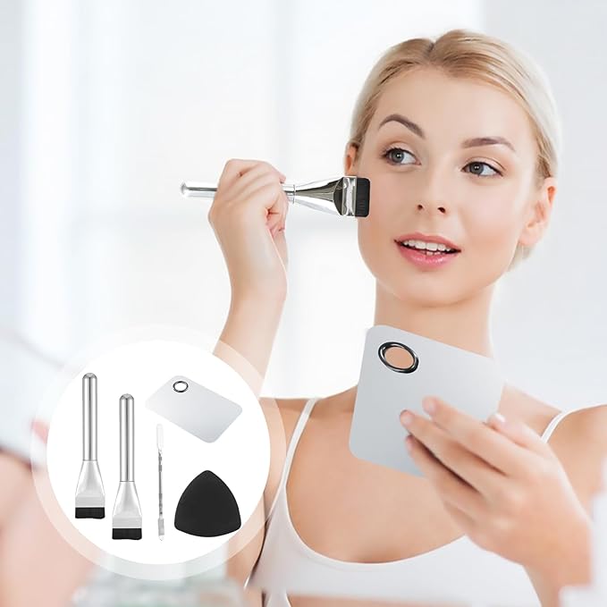 Make Up Spatula Tool Including Makeup Mixing Palette, Spatula Brush, Powder Puff, Color Stick, Makeup Accessories Set for Mixing and Save Cosmetics