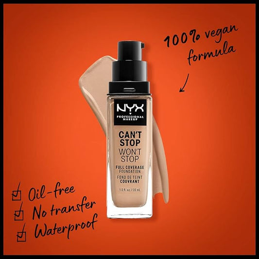 NYX PROFESSIONAL MAKEUP Can't Stop Won't Stop Foundation, 24h Full Coverage Matte Finish - Medium Olive