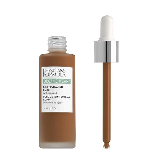 Physicians Formula Organic Wear All Natural Liquid Foundation Elixir Deep Warm, Full Coverage | Dermatologist Tested, Clinicially Tested