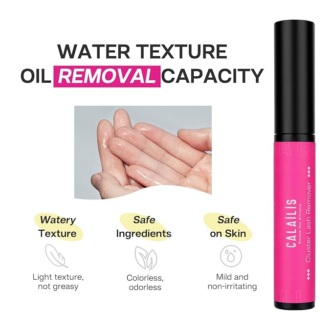 CALAILIS Lash Glue Remover, Eyelash Remover for Lash Extensions Lash Adhesive Remover Eyelash Glue Remover for False Eyelashes, Gentle Soothing Non-Irritating Eye Cleanser, 2Pack