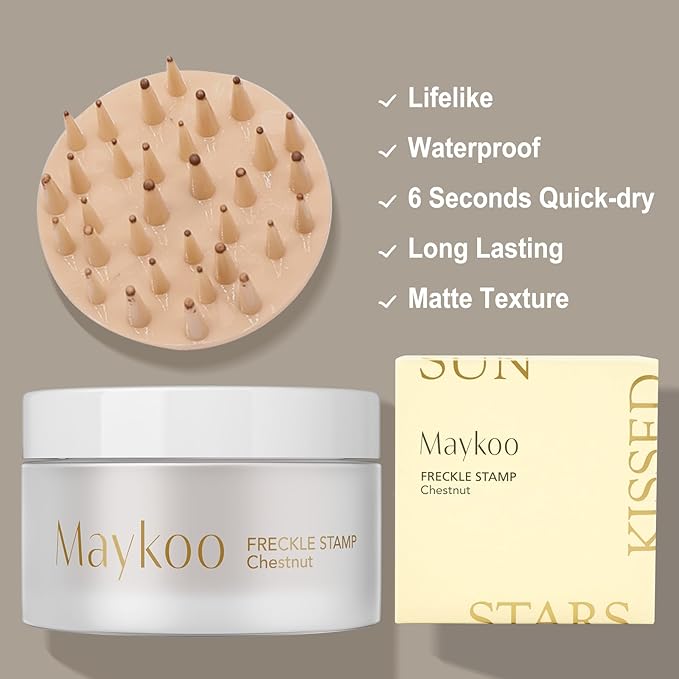Freckles Stamp Air Cushion (Chestnut) and Face Oil Blotting Powder Cushion, Waterproof Long Natural Freckle, High Moisturizing Matte Makeup For Oily Skin